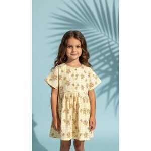 Next Girls Yellow Gingham Ditsy Floral Dress By Next Age 2-3
